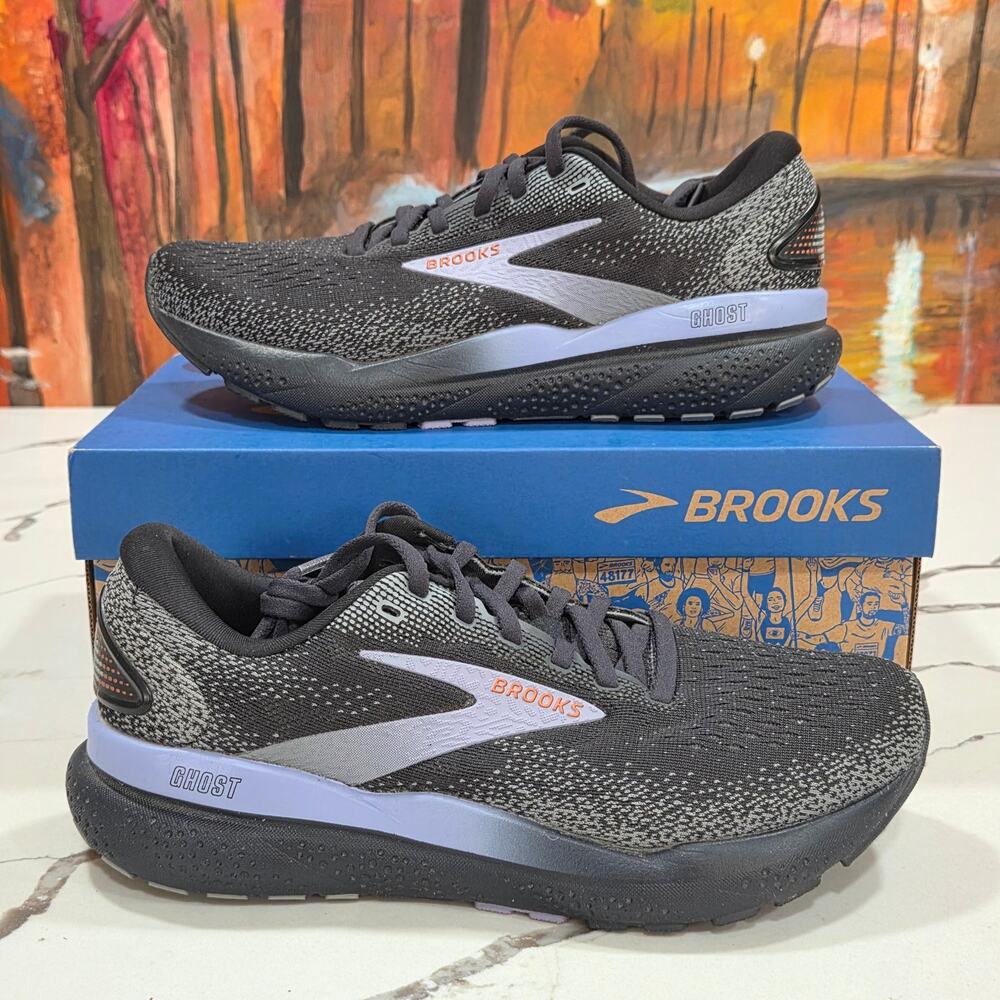 Brooks Ghost 16 Ebony Lavender Size 7.5 Women's Running Shoes 120407 1B 093